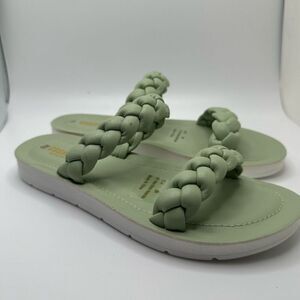 CUSHIONAIRE Women's braided slide sandal +Memory Foam 6 MINT